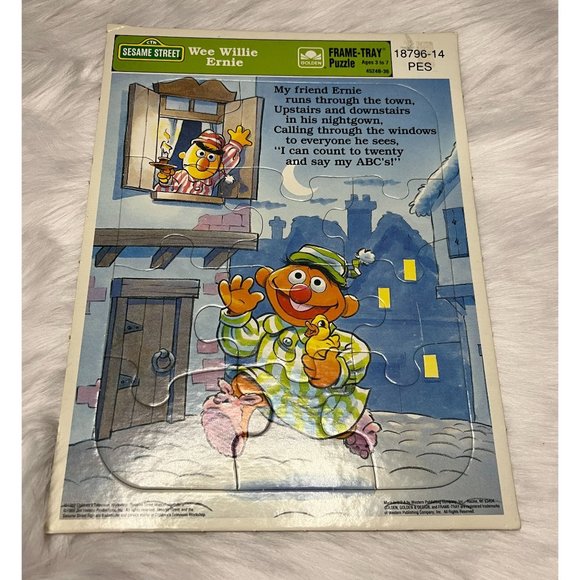 Vintage 1980's Sesame Street Wee Willie Ernie Frame-Tray Kids Jigsaw Puzzle - Picture 1 of 3